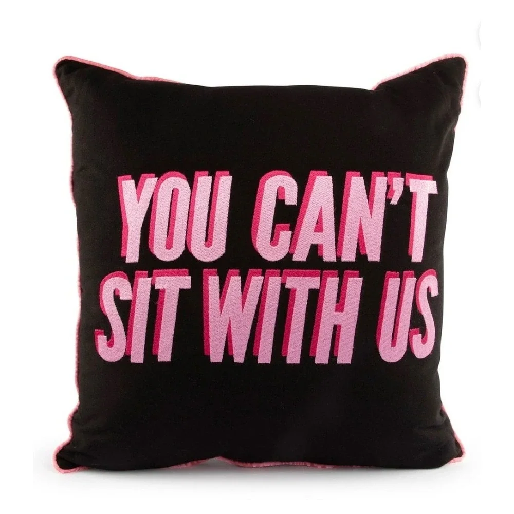 Mean Girls Throw Pillow Women Black You Cant Sit With Us Pink 20x20 New‎
